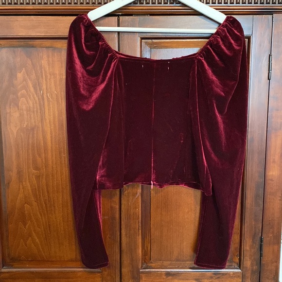 Cider Renaissance Velvet Burgundy Corset style long sleeves ruched bust - Picture 2 of 15
